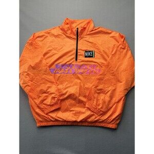 Nike Womens S Orange Half Zip Windbreaker Just Do It Pullover Jacket DA2328-858